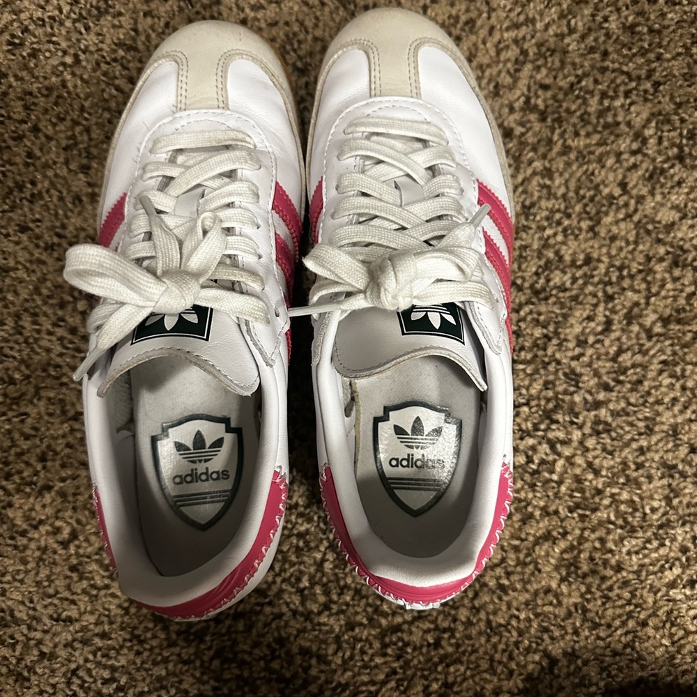Adidas White and Pink Classic Sneakers